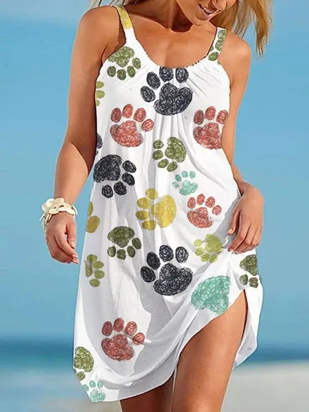 Vestido de Praia Estampa 3D Canina